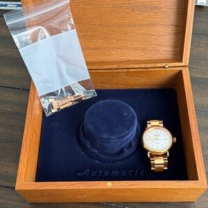 Shinola Gold Women’s Automatic Bracelet Watch with Pearl Dial - original box